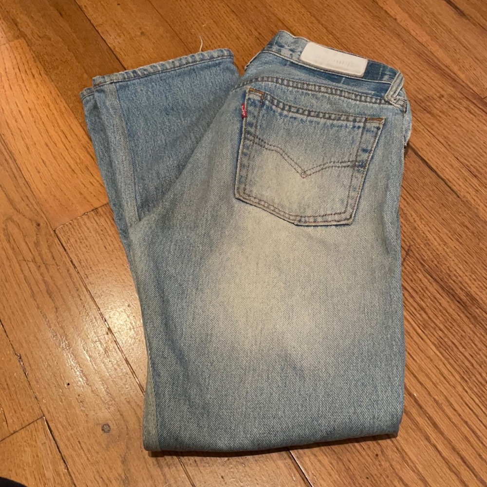 RE/DONE cropped jeans in med/light wash